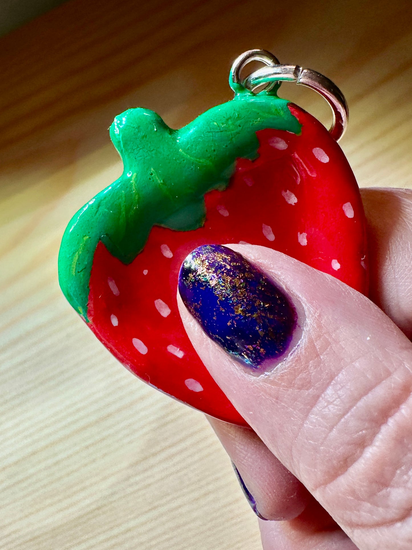 Less stressed Strawberry - Worry Stone keychain