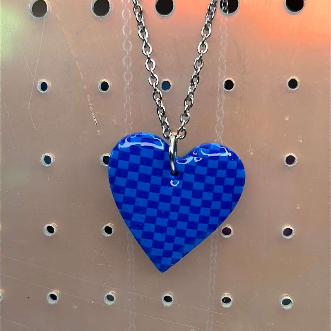 Blue Checkered Heart Necklace – Hello Jeni May